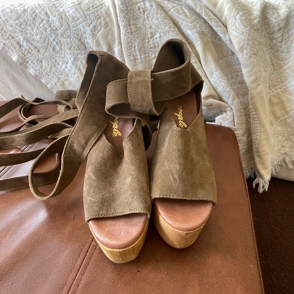 Free People Touch the Sky clogs in taupe